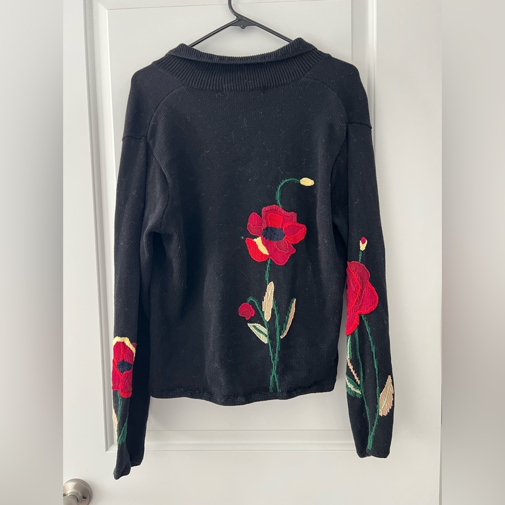 Floral Embroidered Black Sweater - Picture 7 of 7